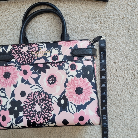 *NWOT* Kate Spade Pink and Black Staci Dahlia Floral Satchel - Picture 10 of 15
